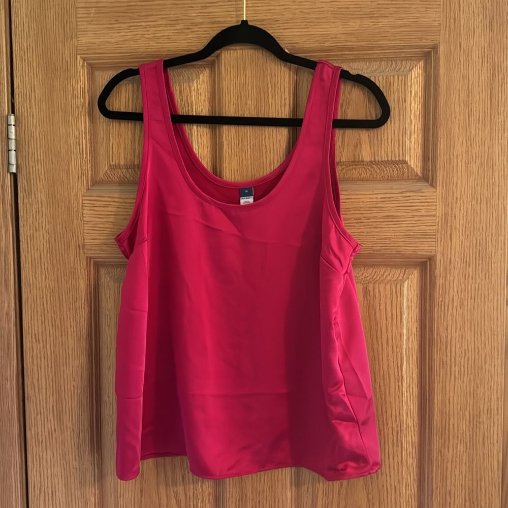 Hot pink satin tank top